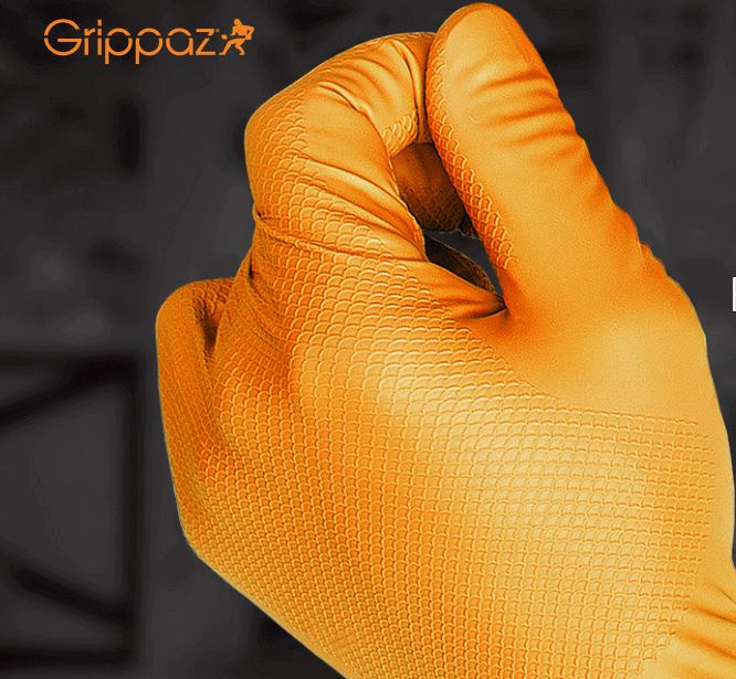 XLarge Grippaz Orange Nitrile Gloves - Box 50 Pieces/25 Pairs